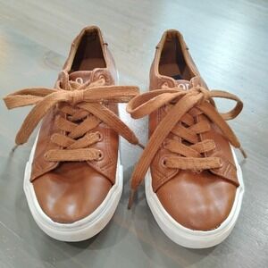 Polo Ralph Lauren Boys Slater Size 13 Brown Leather Lace-Up Sneakers Pony Logo